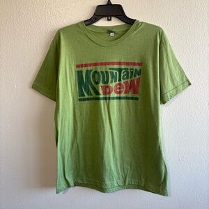 Vintage Y2K Men’s Large Mountain Dew Tee Shirt Green Graphic Punk Grunge Skate